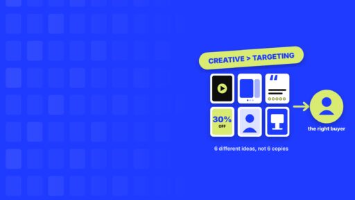 Grid of varied ad creatives feeding into Meta's Andromeda ad system